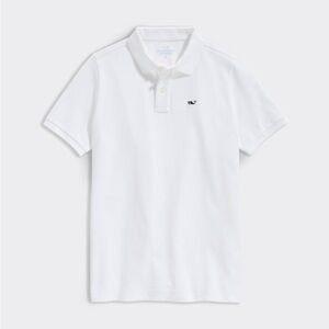 Boy’s Vineyard Vines White Heritage Pique Polo, Size M (12-14)